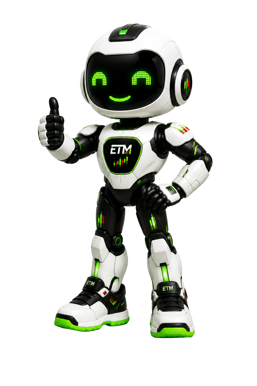 TIC, the Extreme to Mean Trading Intelligence Companion, giving a thumbs up toward the homepage message